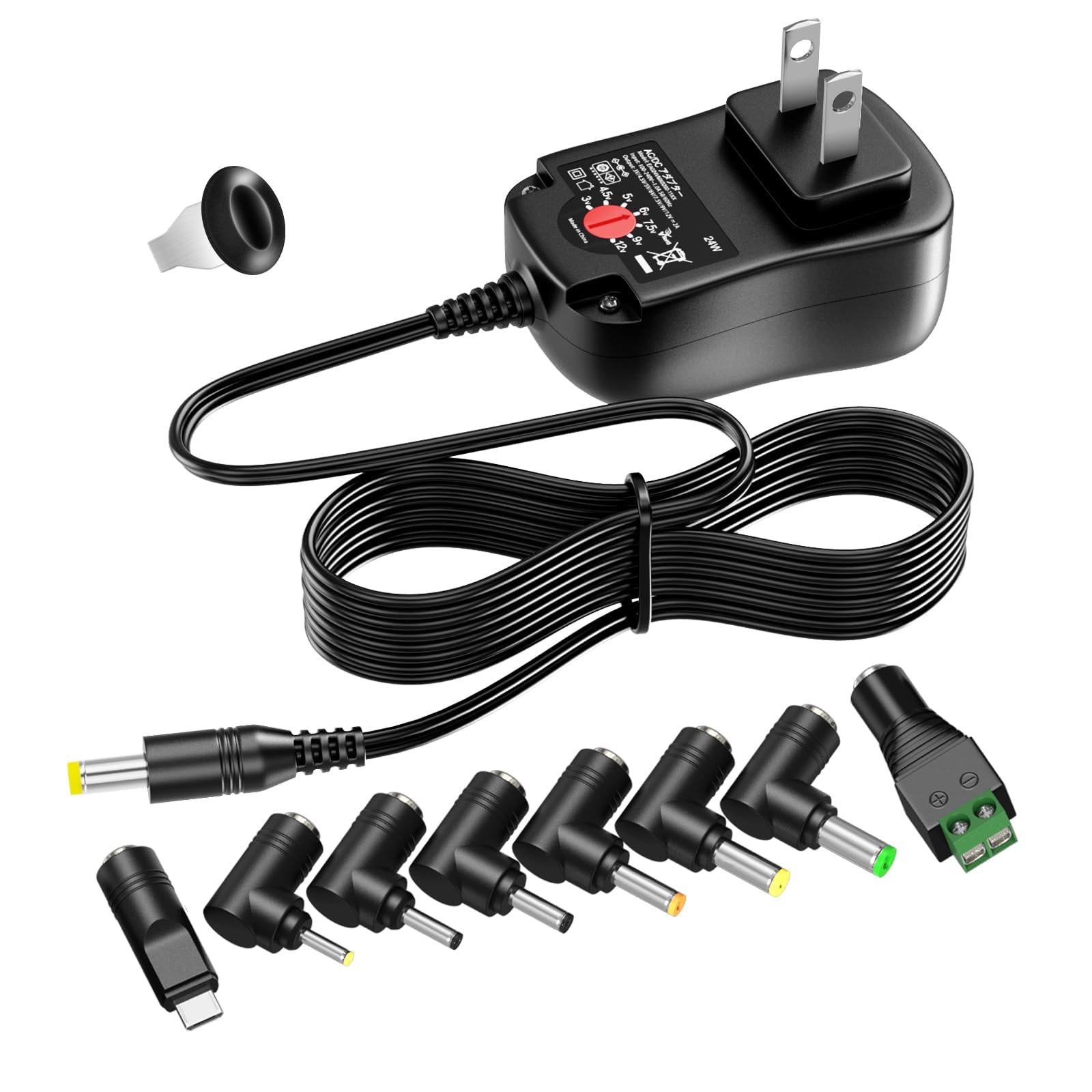 Amazon | 24W アダプター 3V 4.5V 5V 6V 7.5V 9V 12V マルチ電圧 AC